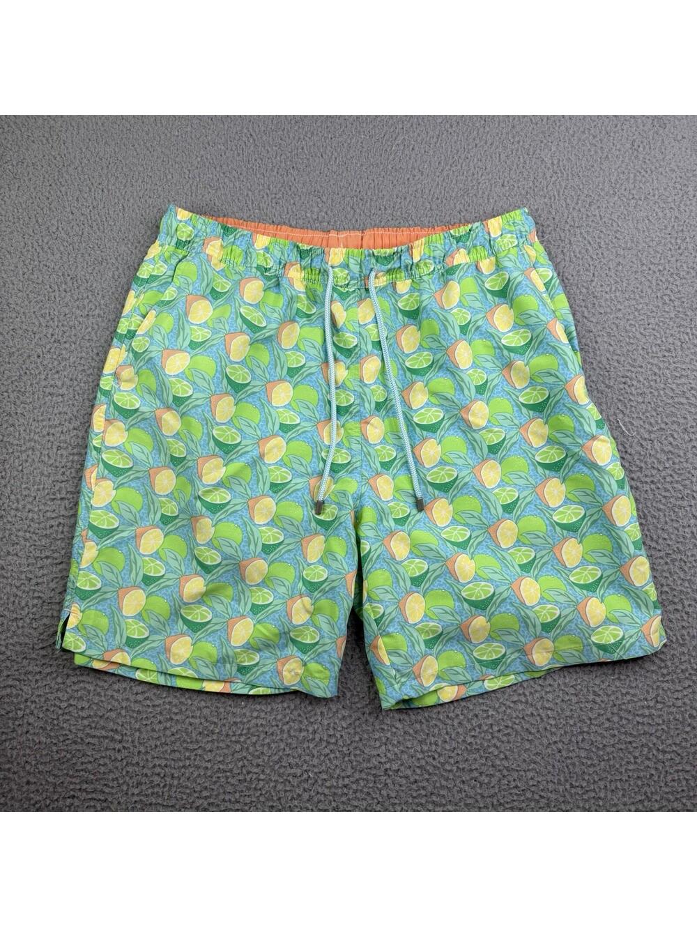 Peter Millar Seaside Collection Limes Lemons Print Swim Trunks Mens L Mesh Lined
